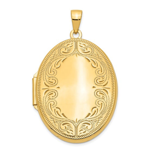 14k Yellow Gold 31mm Oval Scroll Locket