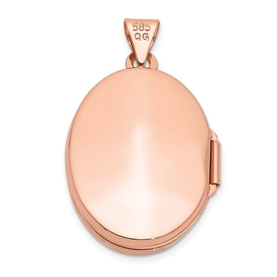 14k Rose Gold Polished 21mm Oval Locket