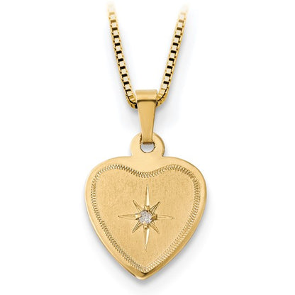 14K 16mmDiamond Heart Locket and Gold-plated Sterling 12mm Pendant