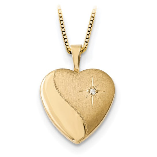 14K 16mm Diamond Heart Locket and Gold Plated SS 12mm Pendant