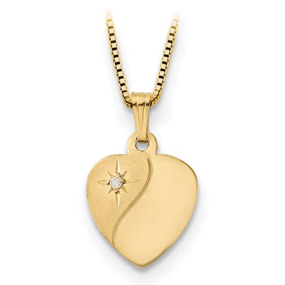 14K 16mm Diamond Heart Locket and Gold Plated SS 12mm Pendant