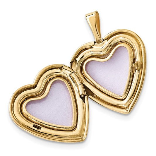 14K 16mm Diamond Heart Locket and Gold Plated SS 12mm Pendant