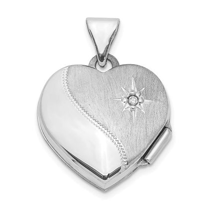 14k Two-Tone 15mm Reversible Diamond Heart Locket