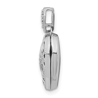 14k White Gold Diamond Vintage 15mm Heart Locket