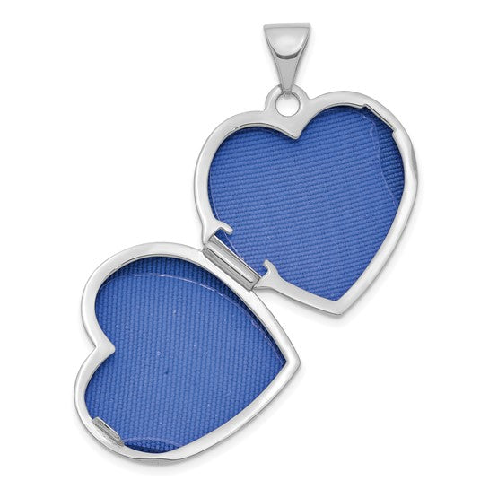 14K White Gold 19mm Heart Locket Pendant