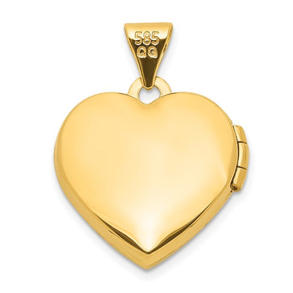 14K with White Rhodium Crystal 16mm MOM Heart Locket Pendant