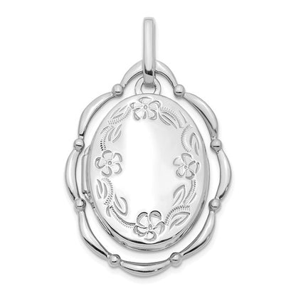 14K White Gold 23mm Oval Locket Pendant