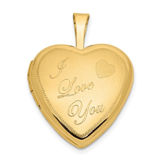 14k 16mm Polished and Satin I LOVE YOU Heart Locket