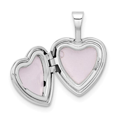 14k White Gold 12mm with .01ct. Diamond Star Heart Locket