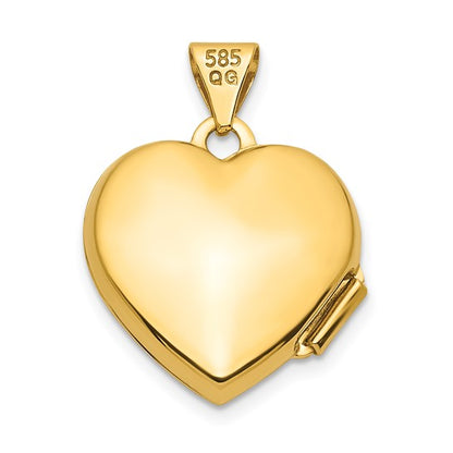 14k with White Rhodium .01ct Diamond 15mm Heart Locket