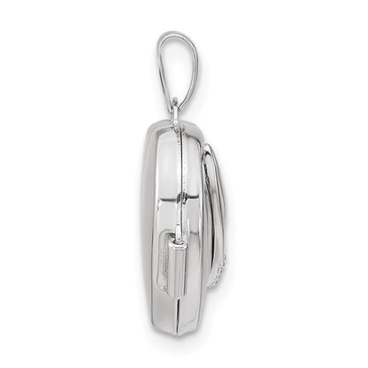 14k White Gold .01ct Diamond 15mm Heart Locket