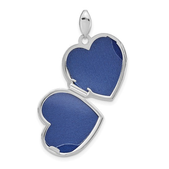 14k White Gold Quilted Texture 18mm Heart Locket