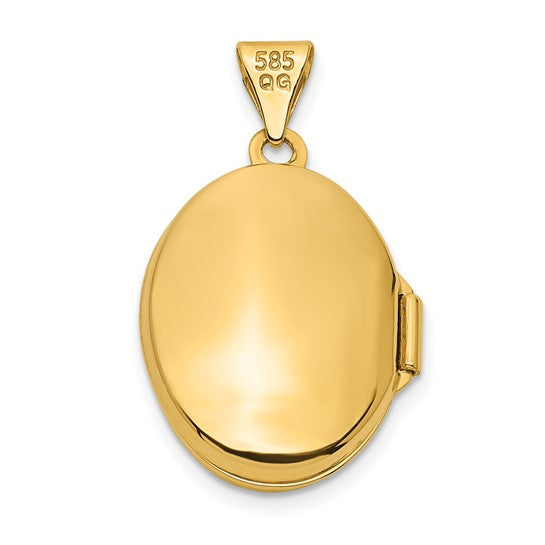 14k Yellow Gold Swirl Design 17mm Oval Locket