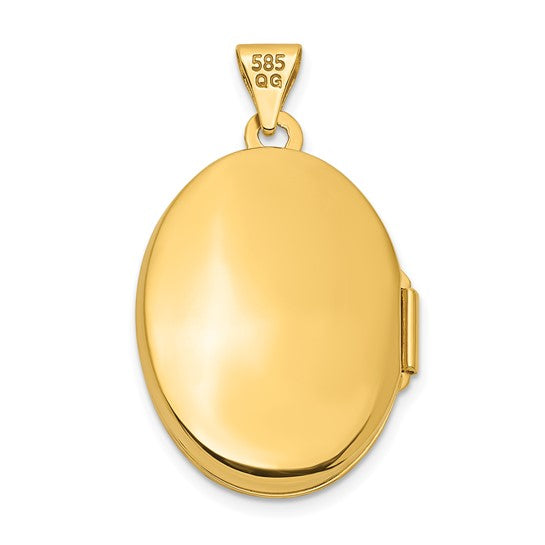 14k with White Rhodium Brushed Diamond Star 21mm Oval Locket