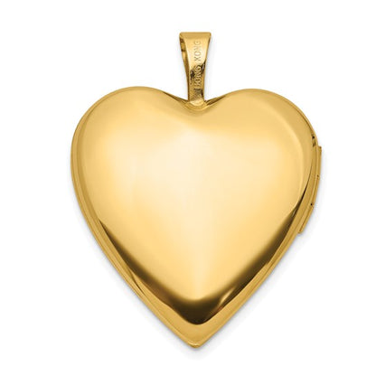14K 20mm Satin and Polished Diamond Heart Locket