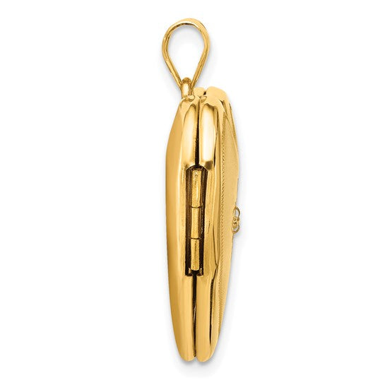 14K 24mm Satin and Polished Diamond Heart Locket