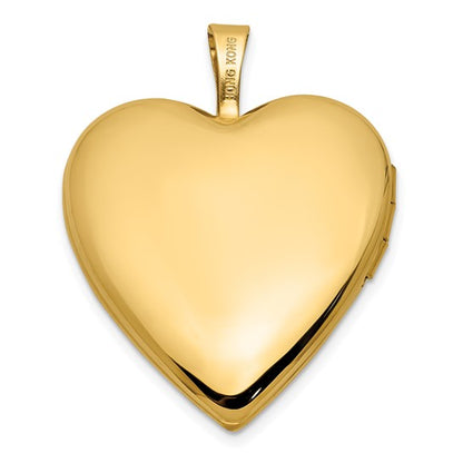 14K Satin and Polished Angel Wings 20mm Heart Locket
