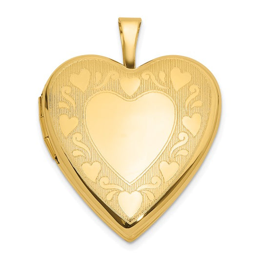 14K Textured and Polished Heart Design 20mm Heart Locket