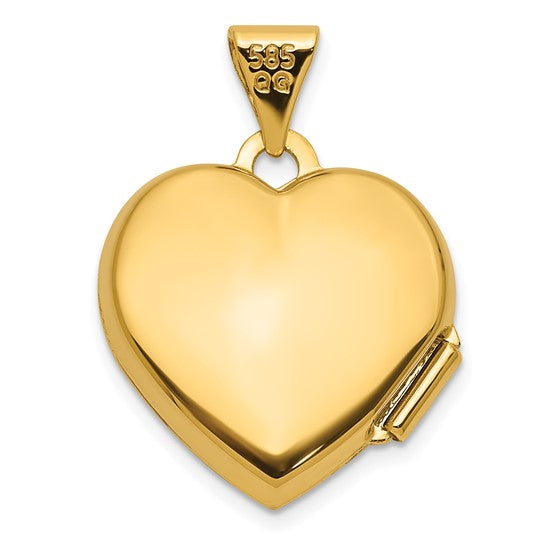 14K and White Rhodium Polished LOVE OF MY LIFE 15mm Heart Locket