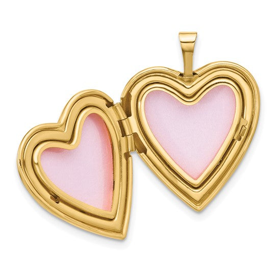 14K 20mm Polished FOREVER IN MY HEART Diamond Heart Locket