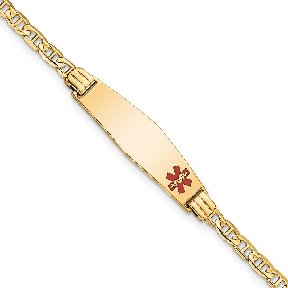 14K Medical Soft Diamond Shape 6" Anchor Link Child ID Bracelet