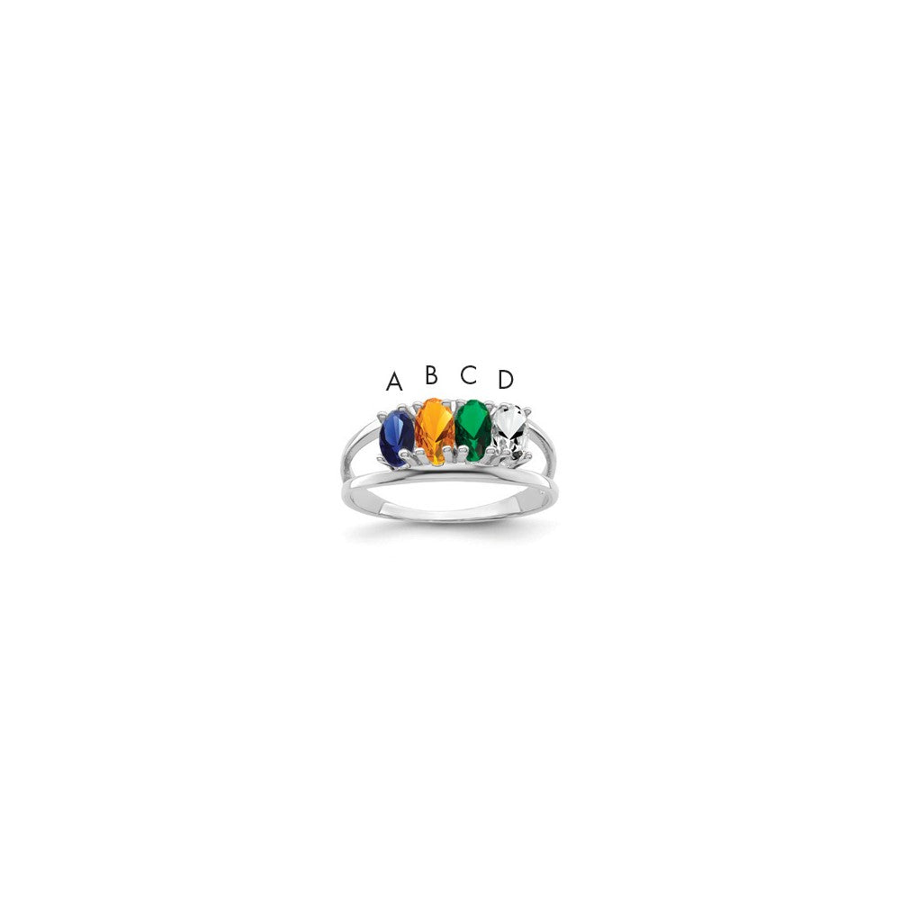 Sterling Silver Rhodium-plated Synthetic 4 Stone Mother's Ring