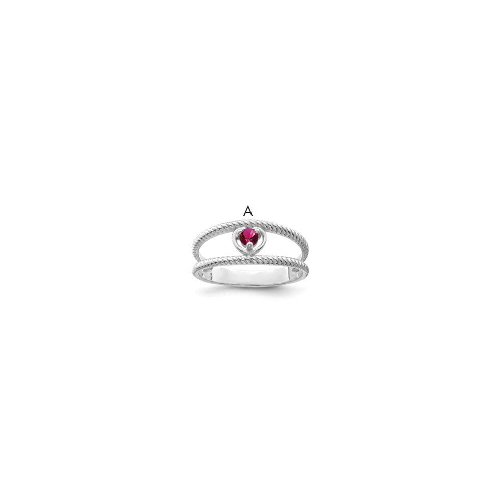 Sterling Silver Rhodium-plated Synthetic 2 Stone Mother's Ring