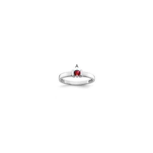Sterling Silver Rhodium-plated Synthetic 1 Stone Mother's Ring