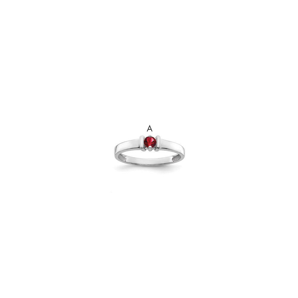 Sterling Silver Rhodium-plated Synthetic 1 Stone Mother's Ring