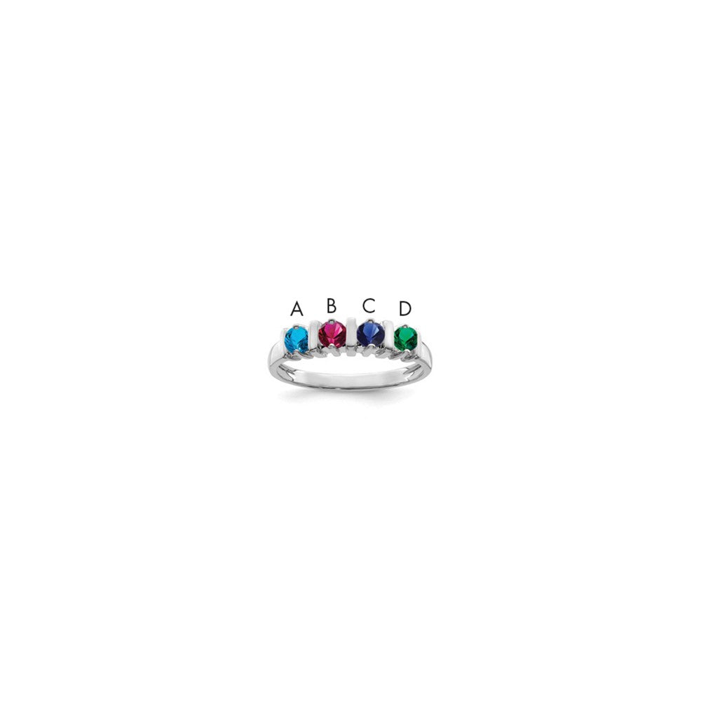 Sterling Silver Rhodium-plated Synthetic 4 Stone Mother's Ring