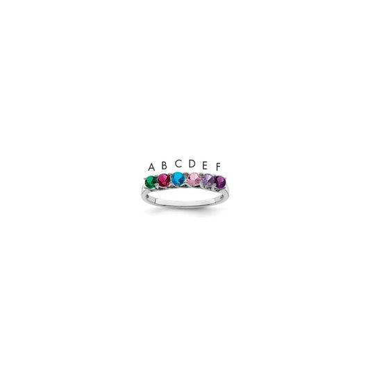 Sterling Silver Rhodium-plated Synthetic 6 Stone Mother's Ring