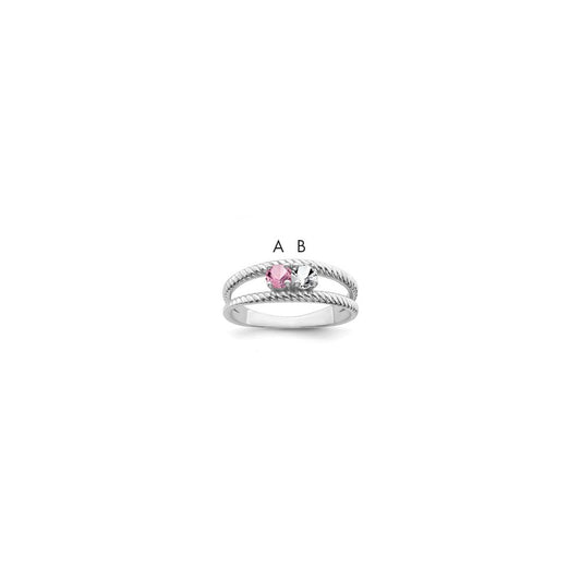 Sterling Silver Rhodium-plated family jewelry ring