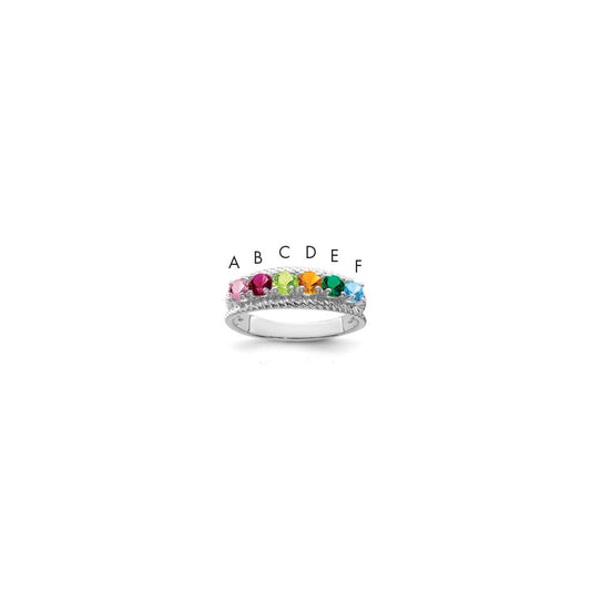 Sterling Silver Rhodium-plated family jewelry ring