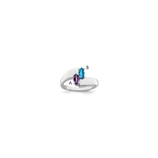 Sterling Silver Rhodium-plated Synthetic 2 Stone Mother's Ring