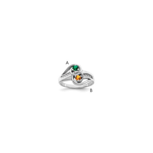Sterling Silver Rhodium-plated Sythetic Stone & Diamond Couple Ring