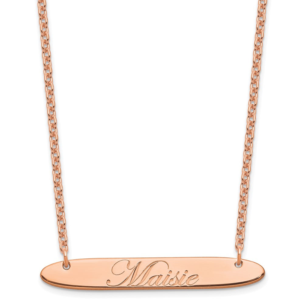 SS/Rose-plated Medium Oblong EDWARDIAN SCRIPT Bar Necklace