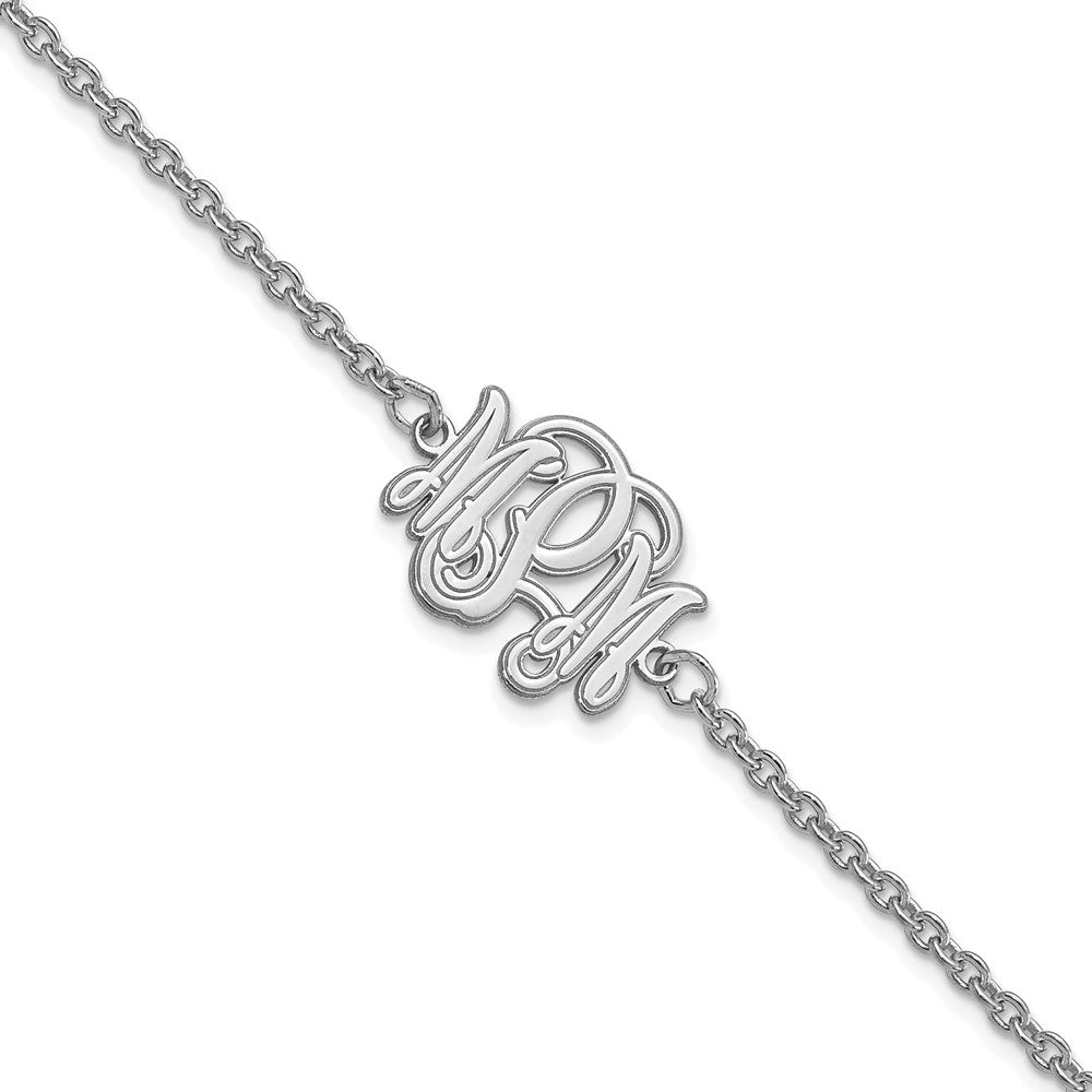 Sterling Silver/Rhodium-plated Etched Monogram Bracelet