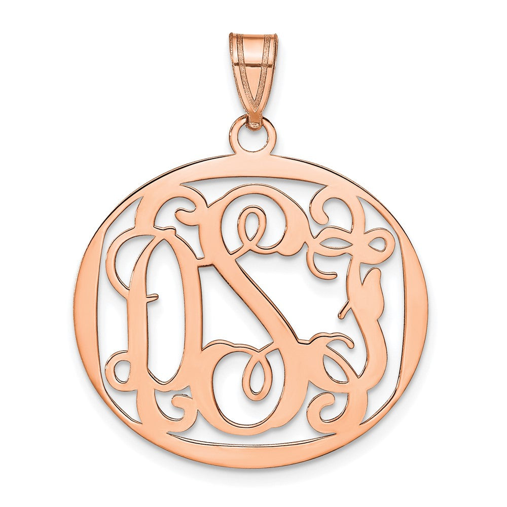 Sterling Silver/Rose-plated Round Monogram Pendant
