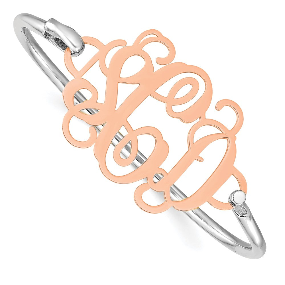 Sterling Silver/Rose-plated Monogram with Sterling Silver Bangle