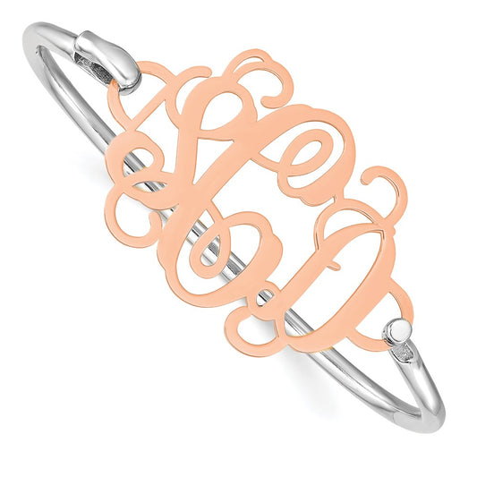 Sterling Silver/Rose-plated Monogram with Sterling Silver Bangle