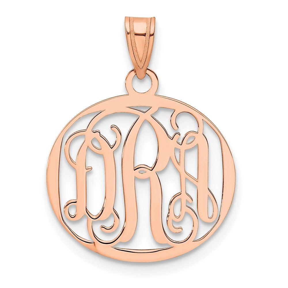 Sterling Silver/Rose-plated Small Round Monogram Pendant