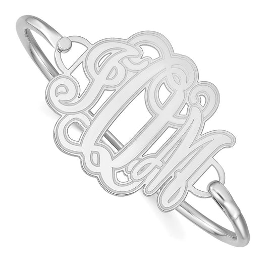 SS/Rhodium-plated Etched Monogram with Sterling Silver Bangle