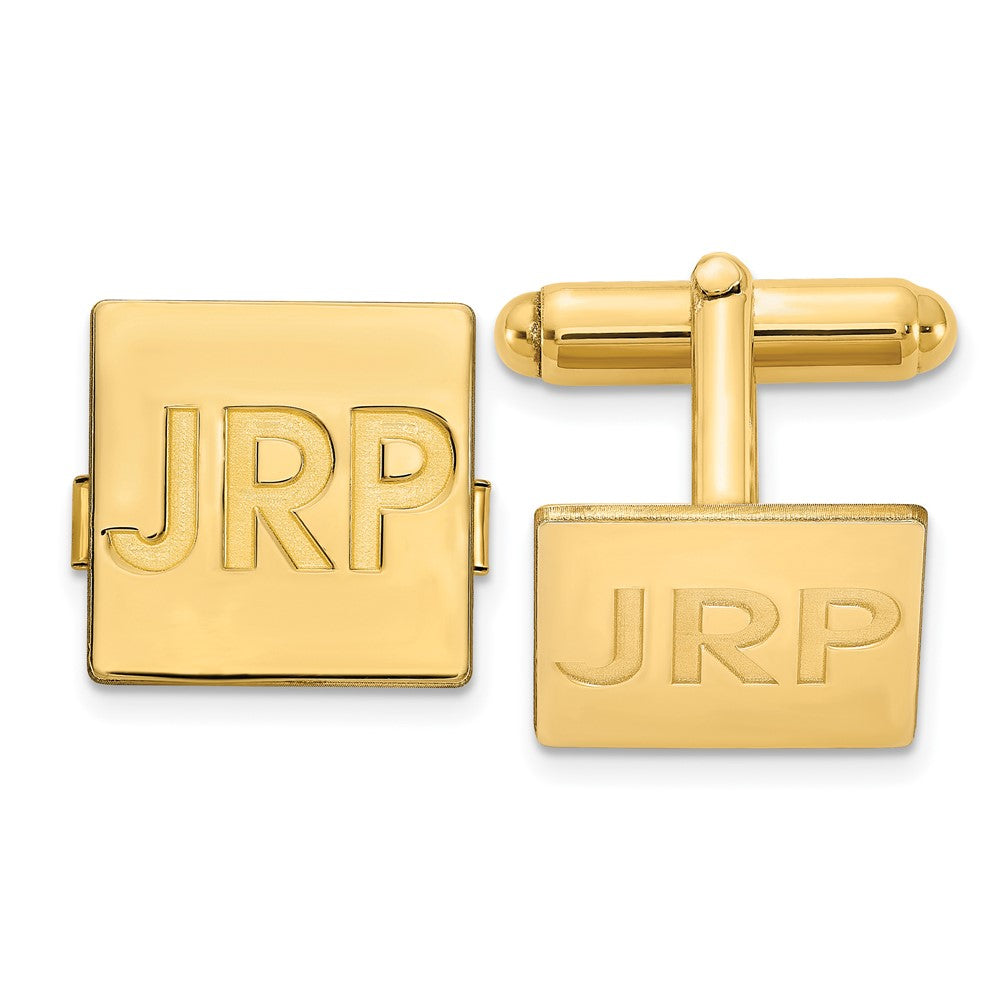 SS/Gold-plated Recessed Letter Square Monogram Cuff Link