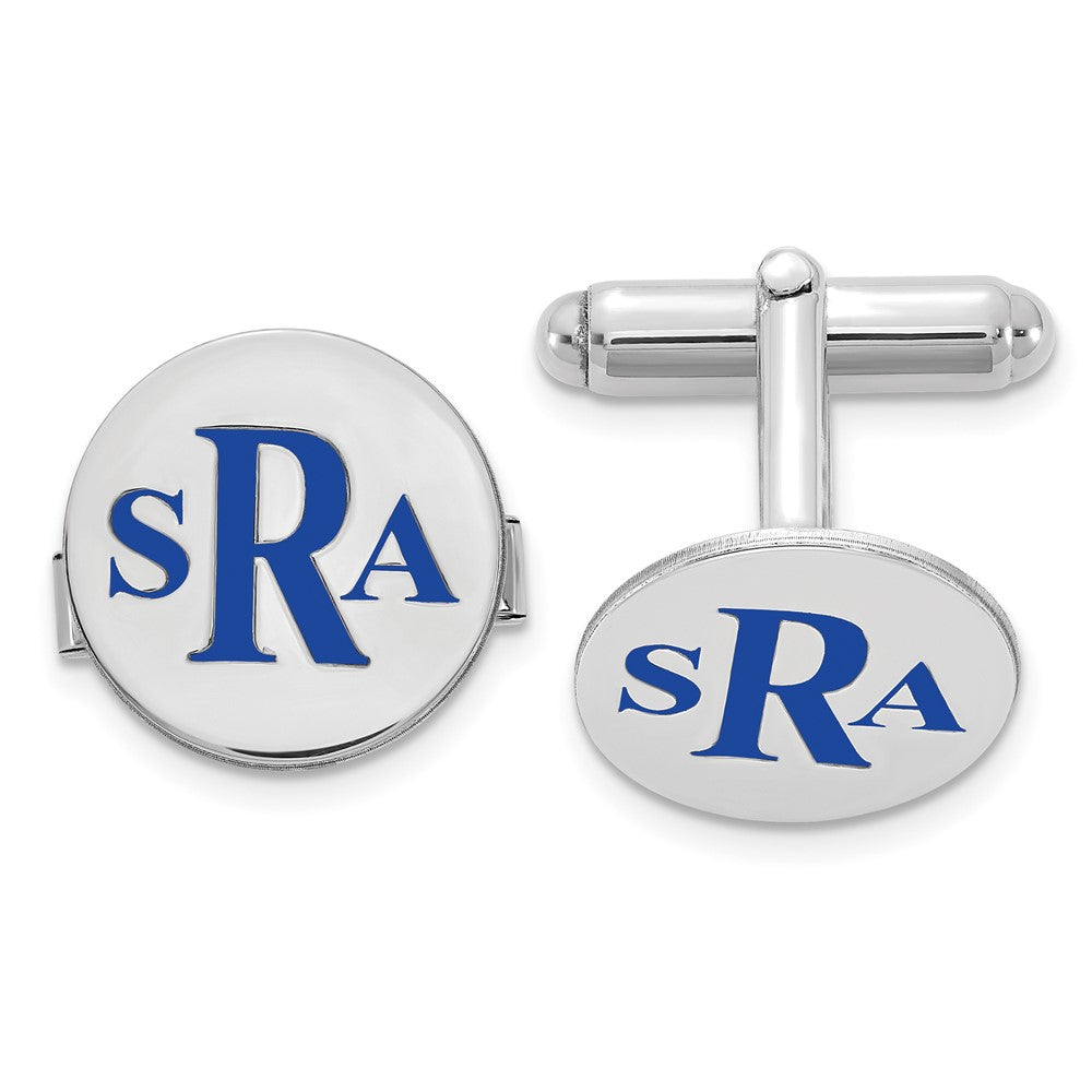 SS/Rhodium-plated Epoxy Letter Monogram Cuff Link