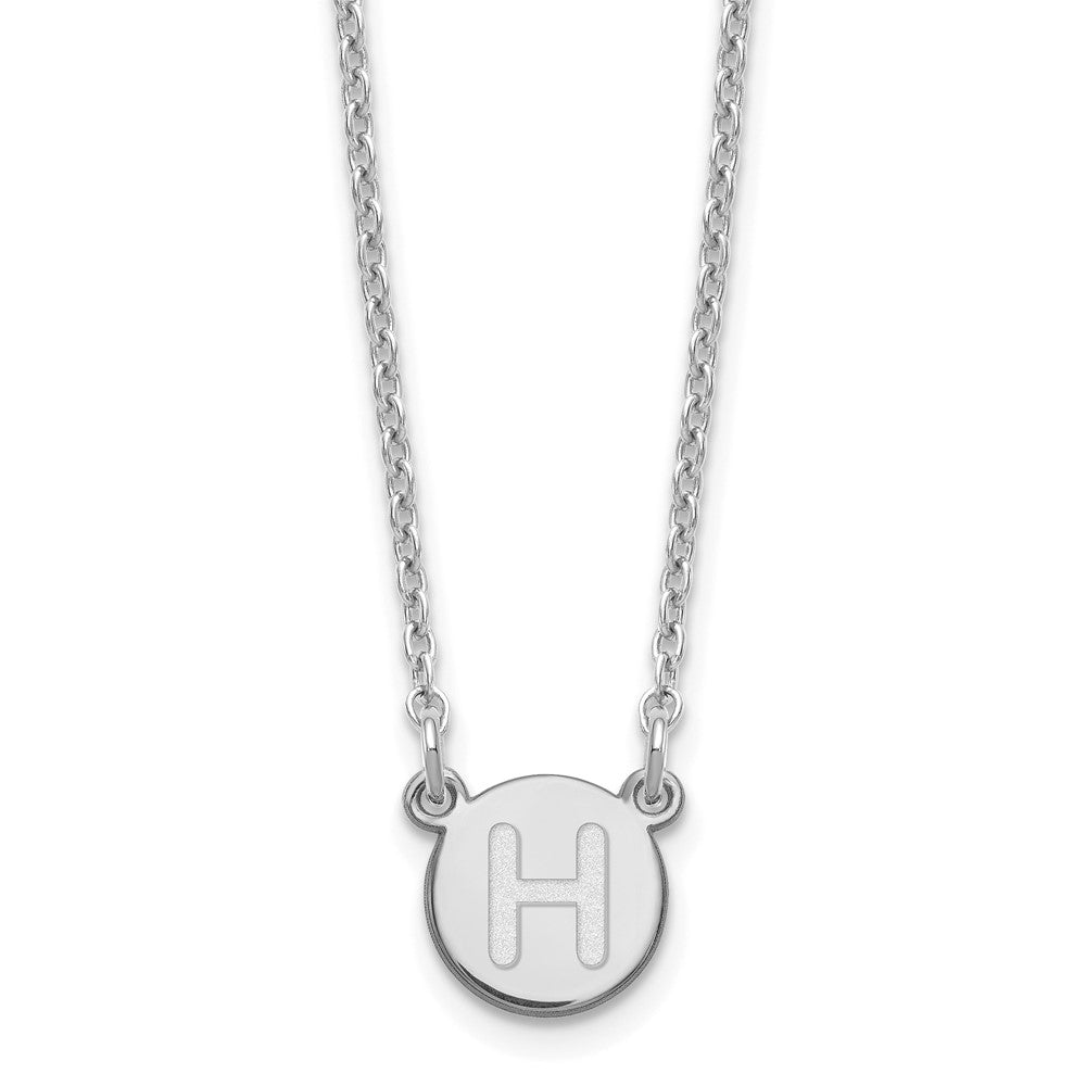 Sterling Silver Rhodium-plated Tiny Circle Block Letter H Initial Necklace