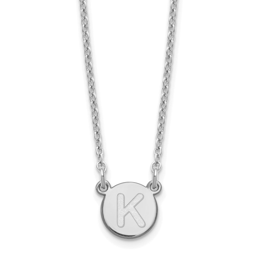 Sterling Silver Rhodium-plated Tiny Circle Block Letter K Initial Necklace