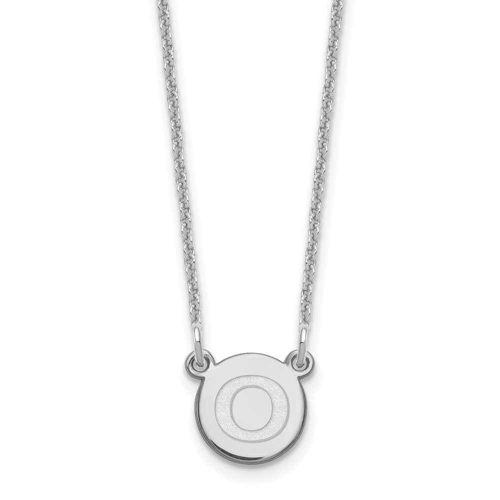 14kw Tiny Circle Block Letter O Initial Necklace