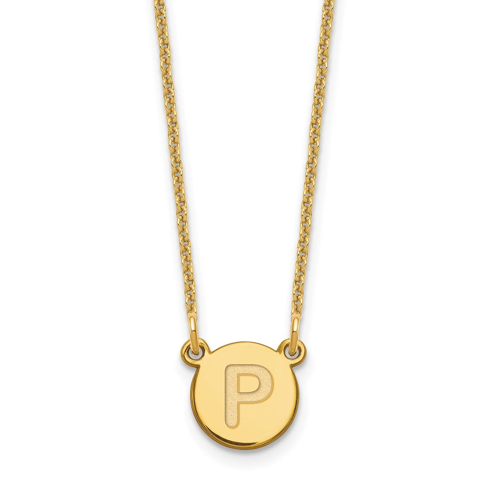 14KY Tiny Circle Block Letter P Initial Necklace