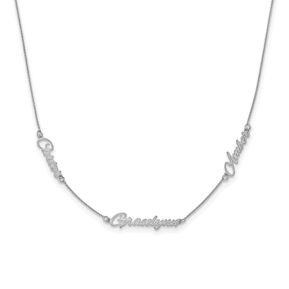 Sterling Silver/Rhodium-plated Brushed 3 Name Necklace