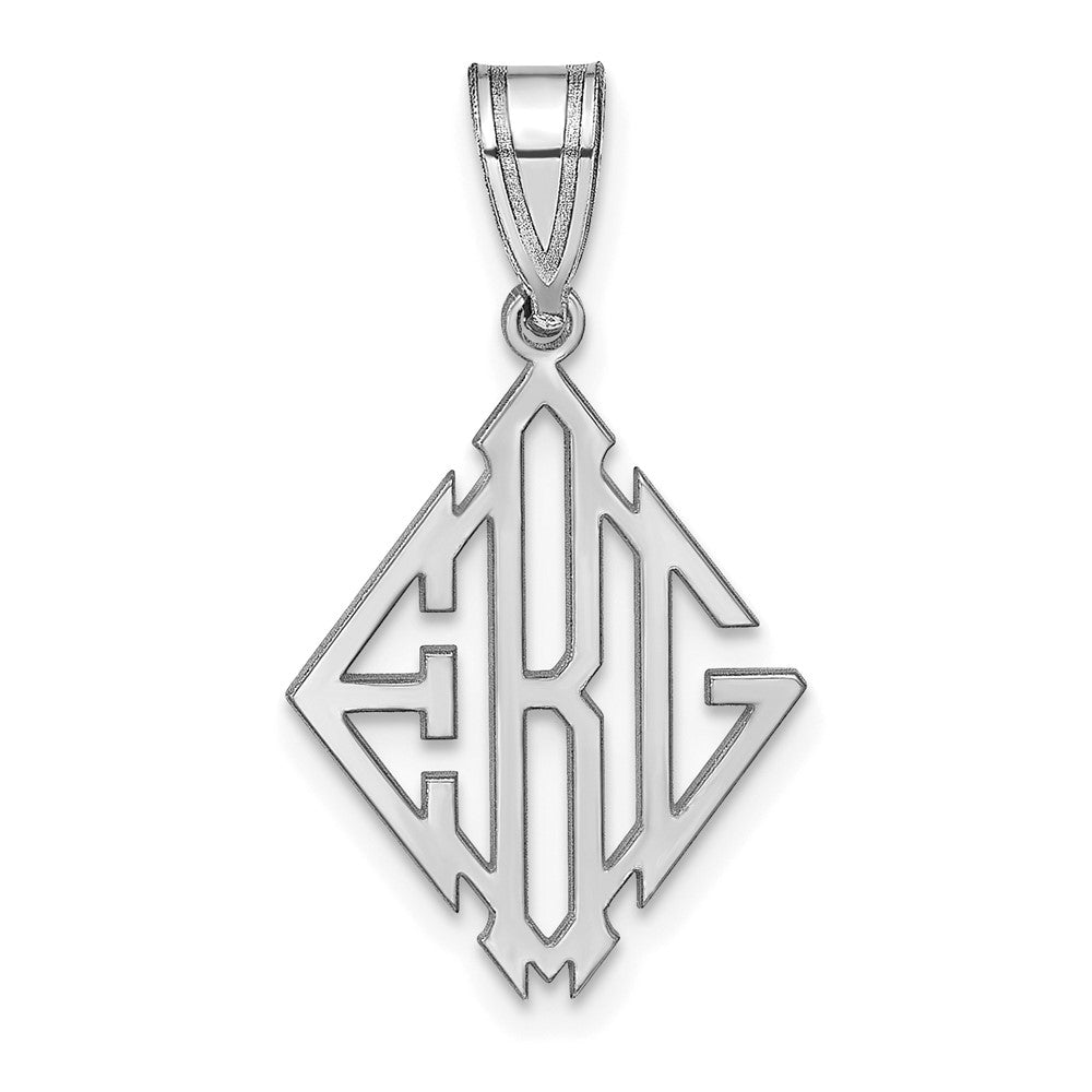 Sterling Silver/Rhodium-plated Diamond Shape Monogram Pendant